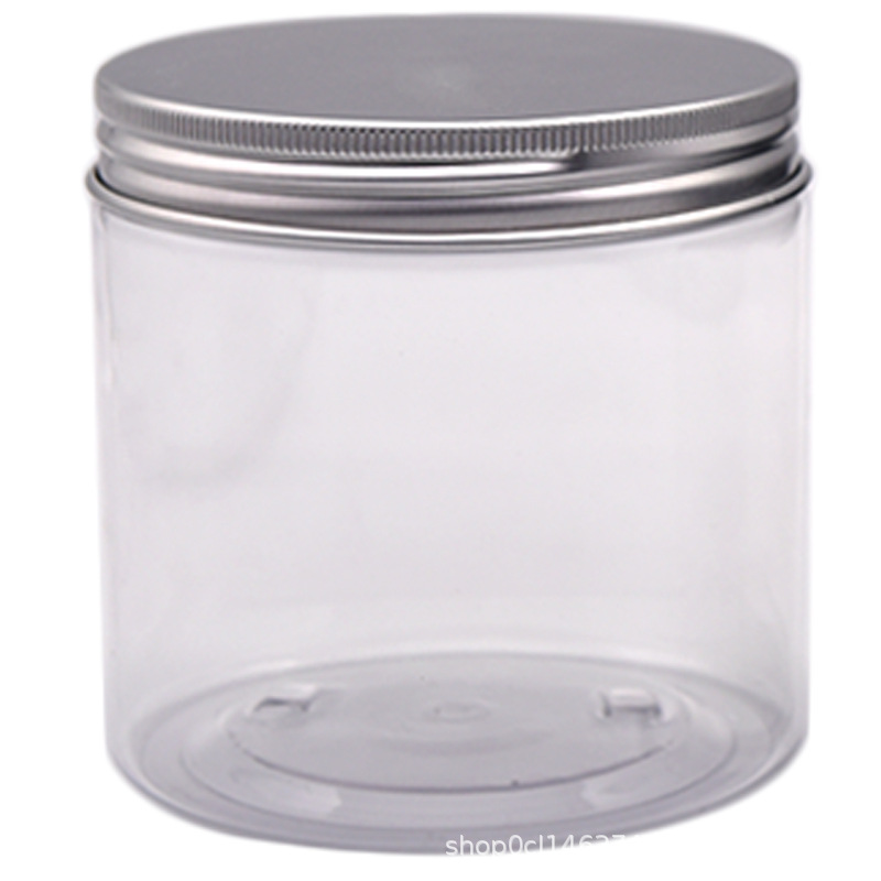 500g de boca grande transparente puede negro Tapa de aluminio bocadillo de plástico puede Rosa tapa de aluminio 350g de grano sellado botella de almacenamiento