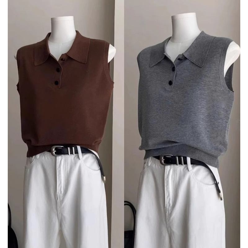 Retro fashionable knitted vest
