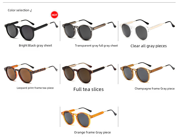 2018 New Fashion retro sunglasses 9165 texture round frame transparent sunglasses cross-border fashion sunglasses_voghion.com