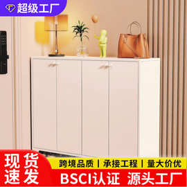 鞋柜家用门口钢制鞋架现代简约入户玄关柜带门锁大容量门口一体柜