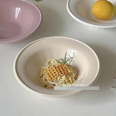 法式ins風高級感帽盤子意麵湯盤濃湯西餐沙拉水果甜品盤奶油色