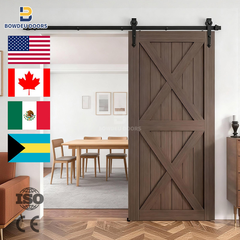 American-Style Indoor Paint-Free Barn Door Sliding Wooden Door Custom Wheel Sliding Barn Door American-Style Indoor Paint-Free Barn Door Sliding Wooden Door Custom Wheel Sliding Barn Door