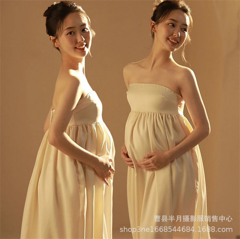 Photo studio new maternity photo clothing fashion beautiful small fresh tube top dress pregnant mother belly photo photography clothes