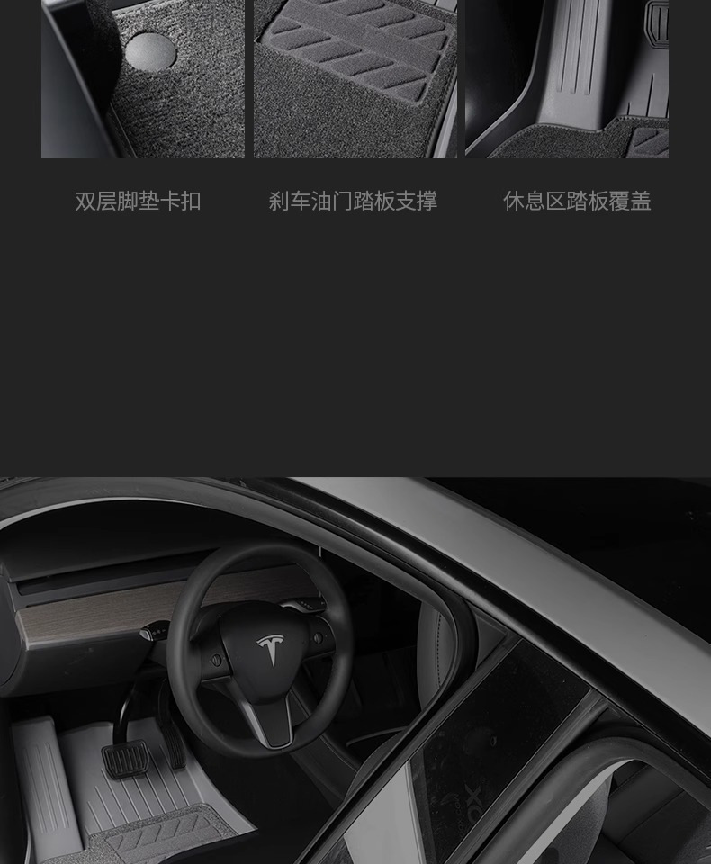 Suitable for Tesla's New Model Yl/Y/3 Floor Mats, Maternity-Grade Tpe Car Full-Cover Floor Mats, Car Interior