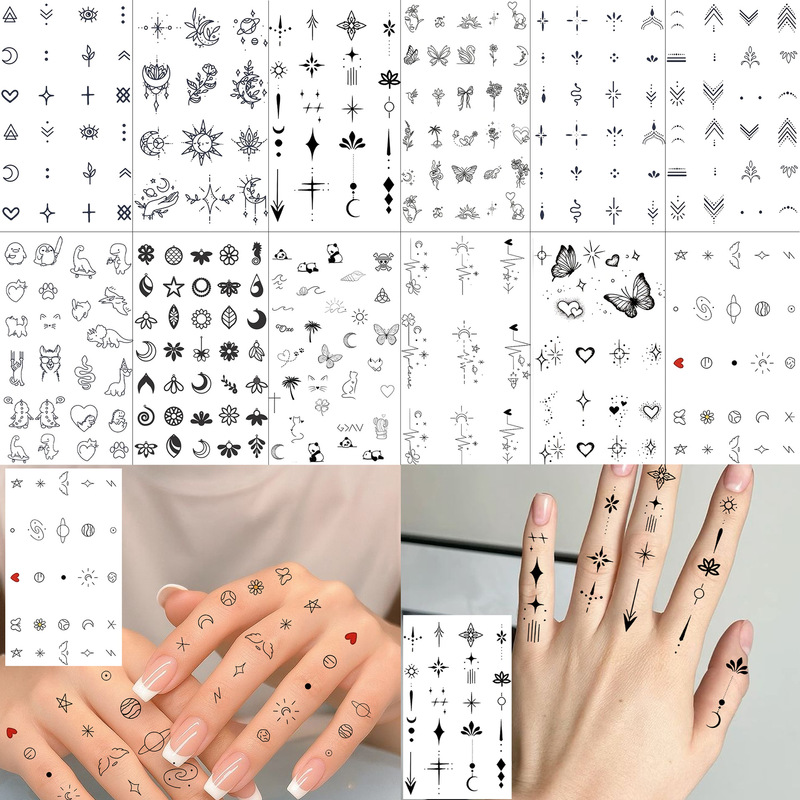 Cross-Border Instagram-Style Fresh and Simple Fingerprint Tattoo Stickers Water Transfer Tattoo Stickers Temu Amazon European and American Tattoo