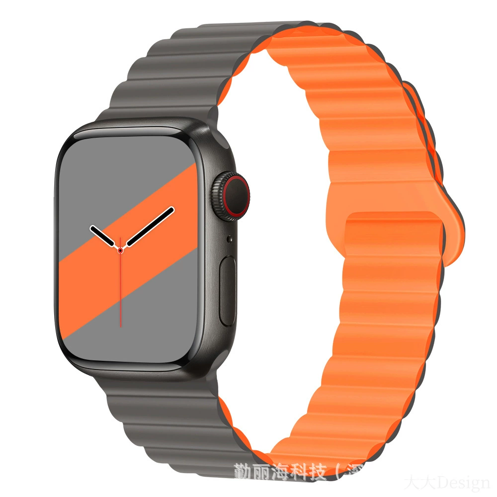 Силиконовый магнитный ремешок для Apple Watch iWatch 10/AppleWatch 9, двухцветный, размеры 38/40/41 & 42/44/45/49 мм