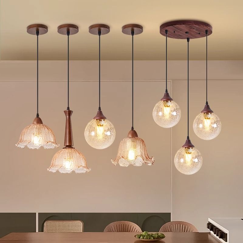 New Antique Retro French Style Romantic Dining Table Bar Small Chandelier Walnut Solid Wood Ice Cracked Bedroom Bedside Lamp