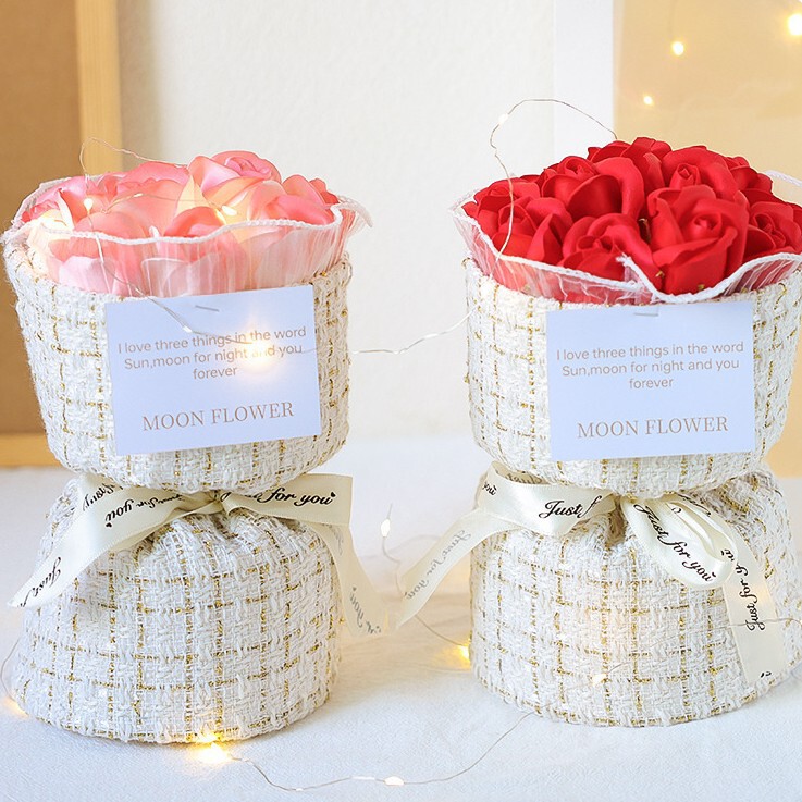 Cross-Border 520 Valentine's Day Romantic Small Fragrant Rose Soap Flower Bouquet Gift for Girlfriend, Mother, Birthday Gift