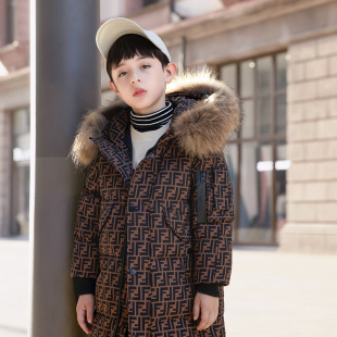New children's down jacket for boys, medium and large children's fashion fan winter white duck down padded children's clothing Korea a generation of hair