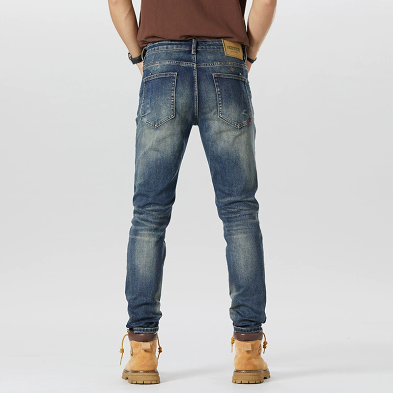 Осенний ретро тренд джинсы, повседневные брюки, американский стиль, slim fit
