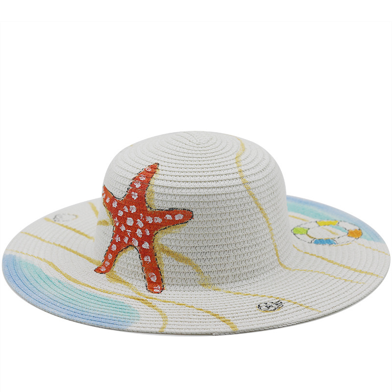 Fashion Hand-painted Animal Beach Big Brim Straw Sunscreen Sun Hat display picture 1