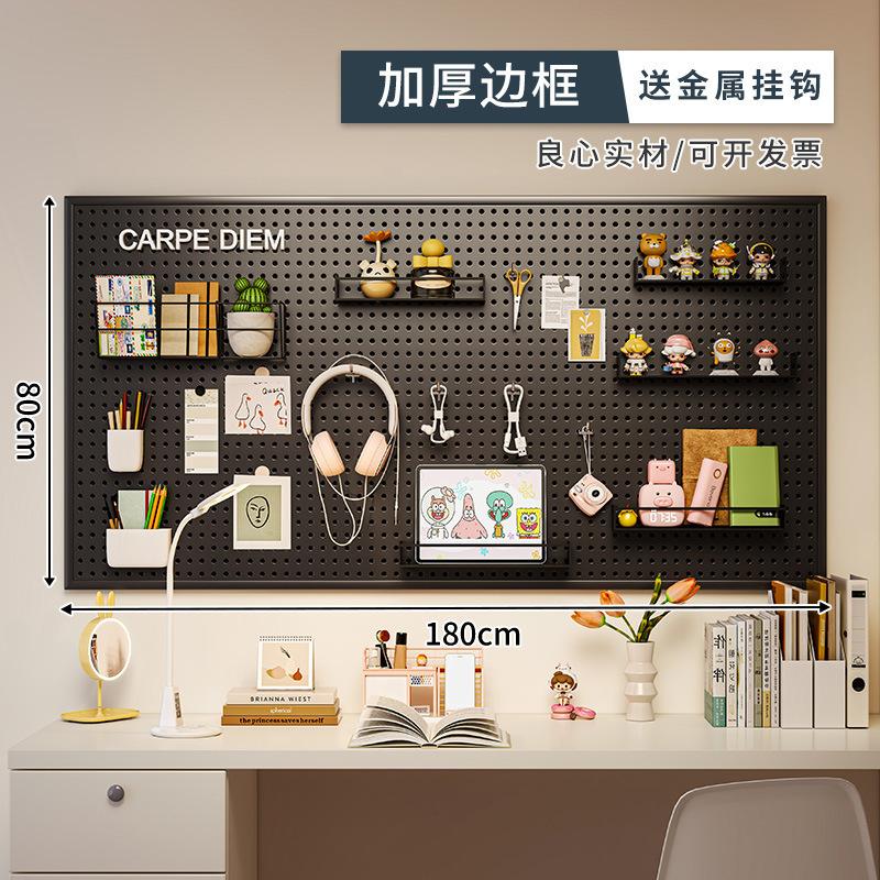 Agujero tablero pared almacenamiento rack dormitorio pantalla estante colgante tablero estudio escritorio organización estante de almacenamiento