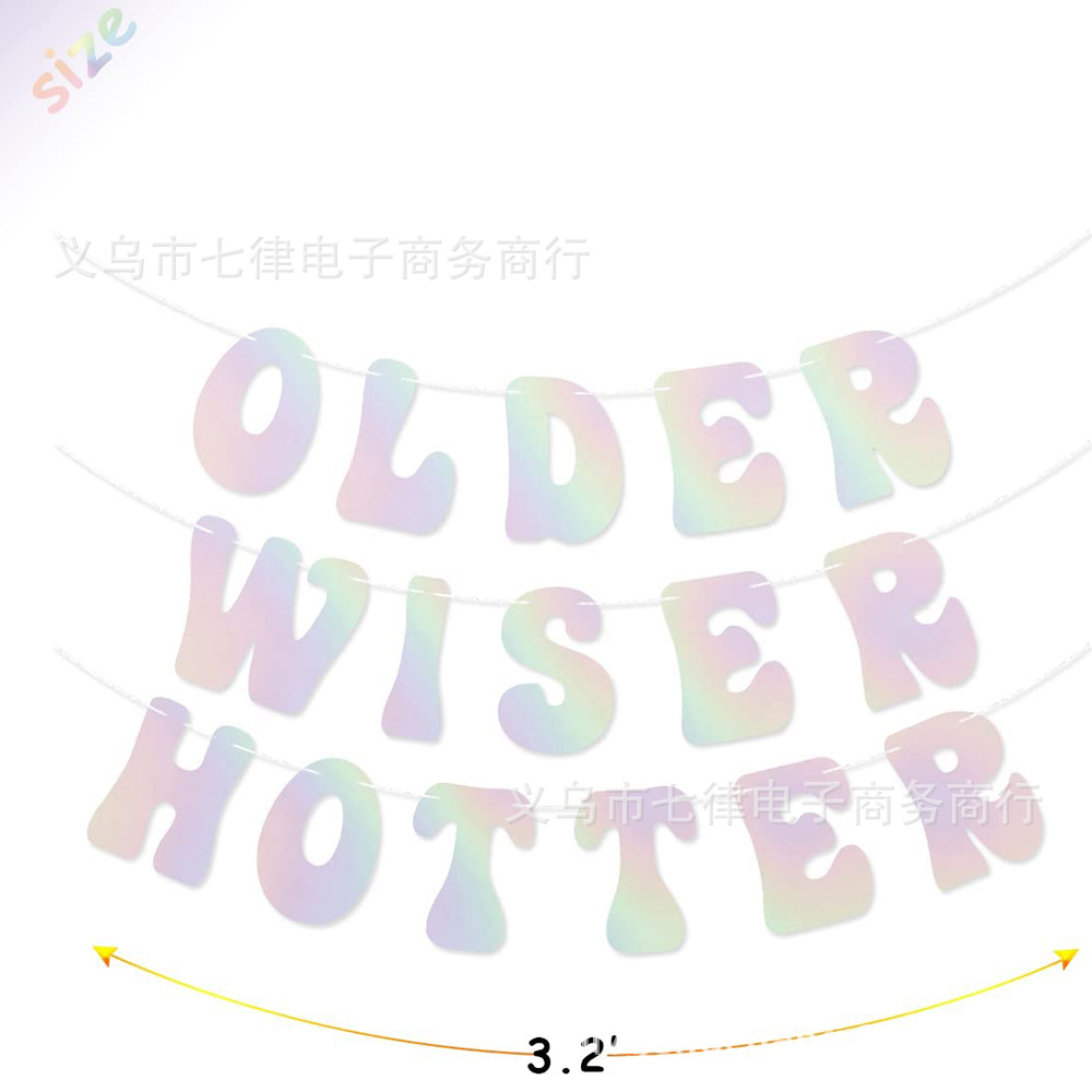 Mayor más sabio más caliente color mágico plata cebolla en polvo cumpleaños tire bandera disco cumpleaños fiesta decoración banner