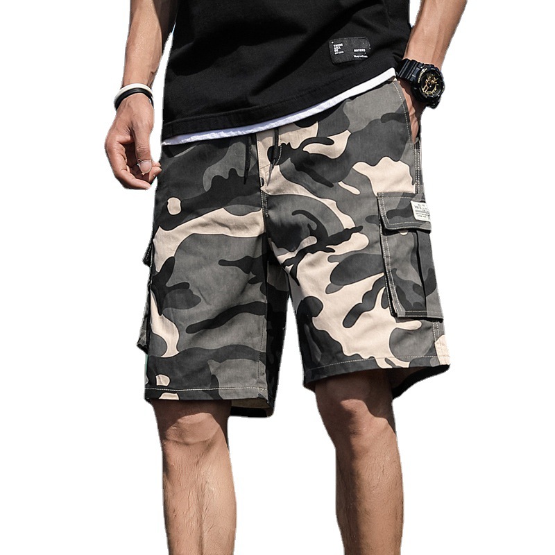 Summer Camouflage Workwear Casual No Belt Youth Cotton Solid Color Micro-elastic Ordinary Mid-waist Spot Green Ice Silk Pants