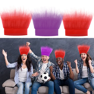Halloween Carnival Night Fan Sports Party Furry Headband School Performance Wig Headband Plaid and Breathable
