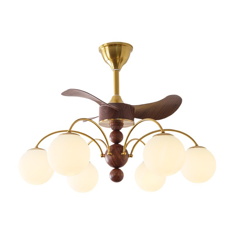 Araña de sala de estar retro americana, lámpara de dormitorio minimalista moderna, nuevo ventilador integrado, lámpara de protección ocular de espectro completo de estilo antiguo