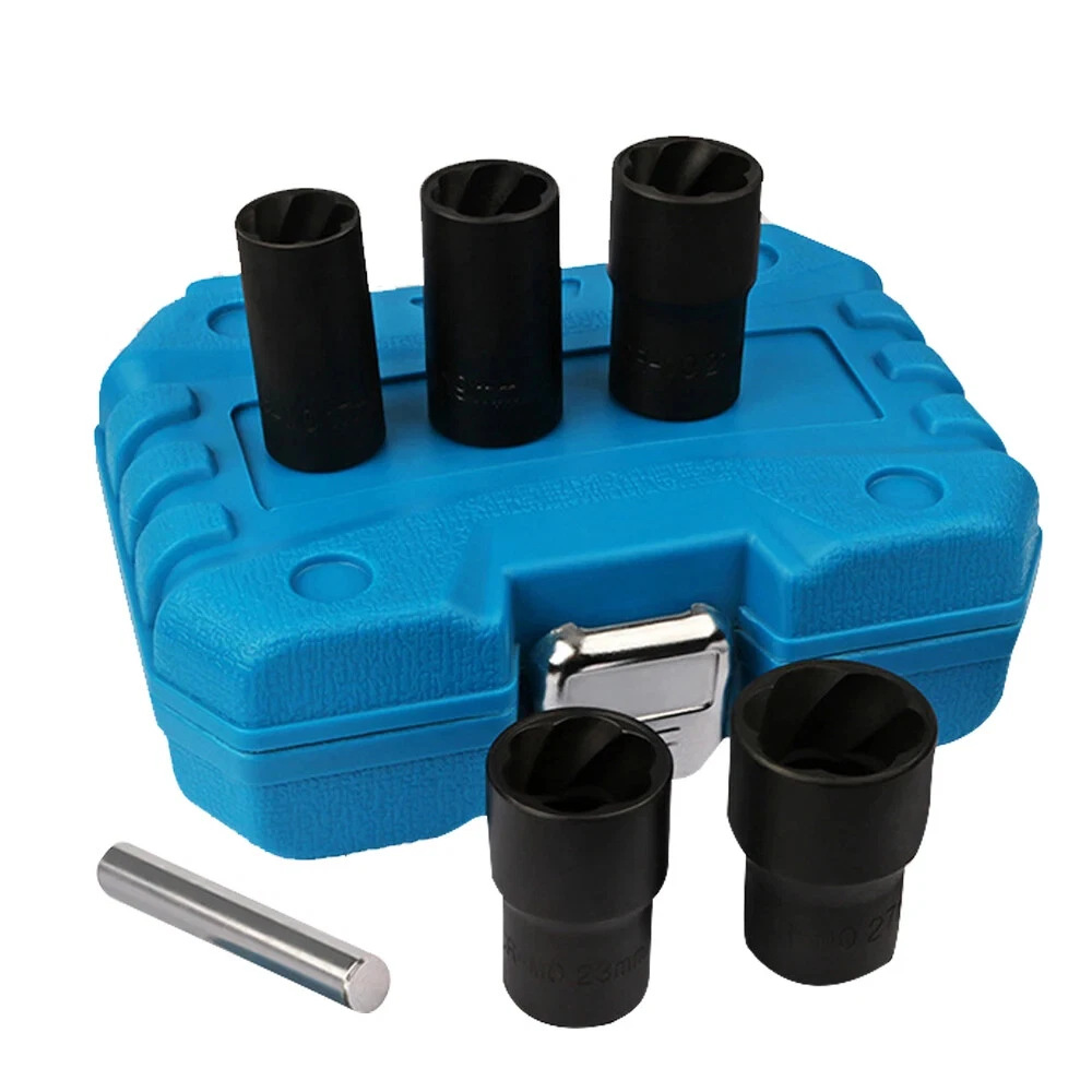 Chrome-Molybdenum Steel 6-Piece Set of Anti-Loosening Socket Tools, Spiral Anti-Loosening Socket, Anti-Loosening Socket Nut Extractor Cr-Mo