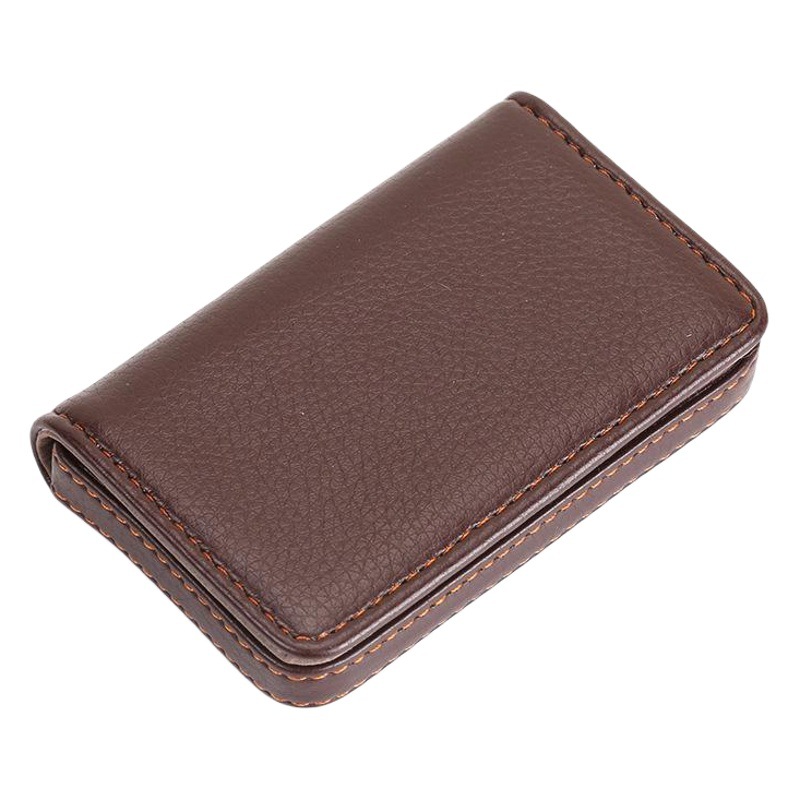 Litchi patrón pu tarjeta de visita titular metal acero inoxidable tarjeta de visita caso negocio regalo empresa magnética Litchi patrón 001 #