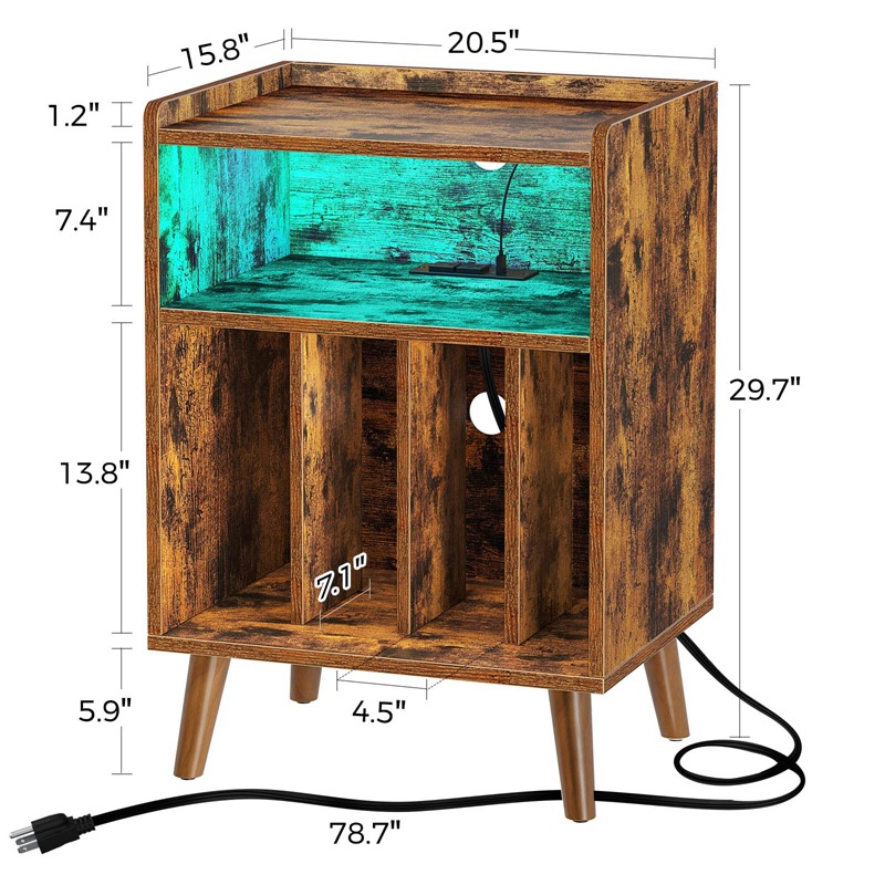 Sala de estar del hogar gabinete lateral con luz led dormitorio de gran capacidad mesita de noche para B & B retro nostálgico gabinete de almacenamiento