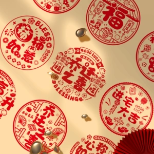 [乔迁之喜玻璃贴窗花静电贴2026新款福字门贴厨房家用剪纸装饰用品]