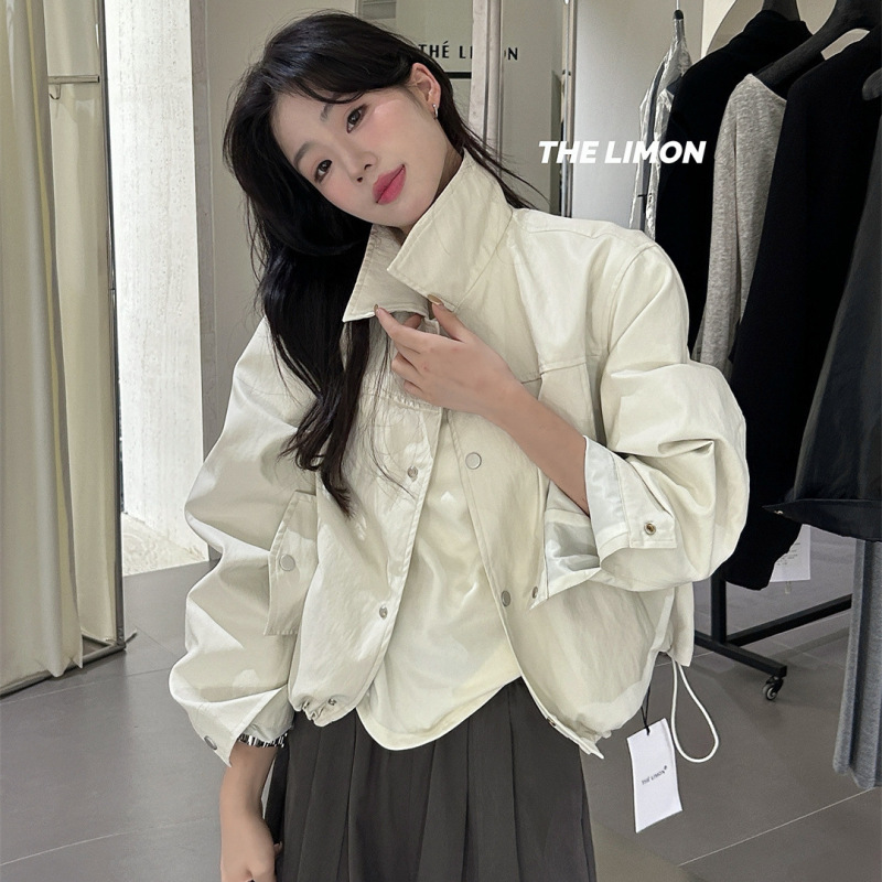 THE LIMON柠檬绿茶2025秋季新款设计感pu皮衣外套夹克短款上衣女|undefined