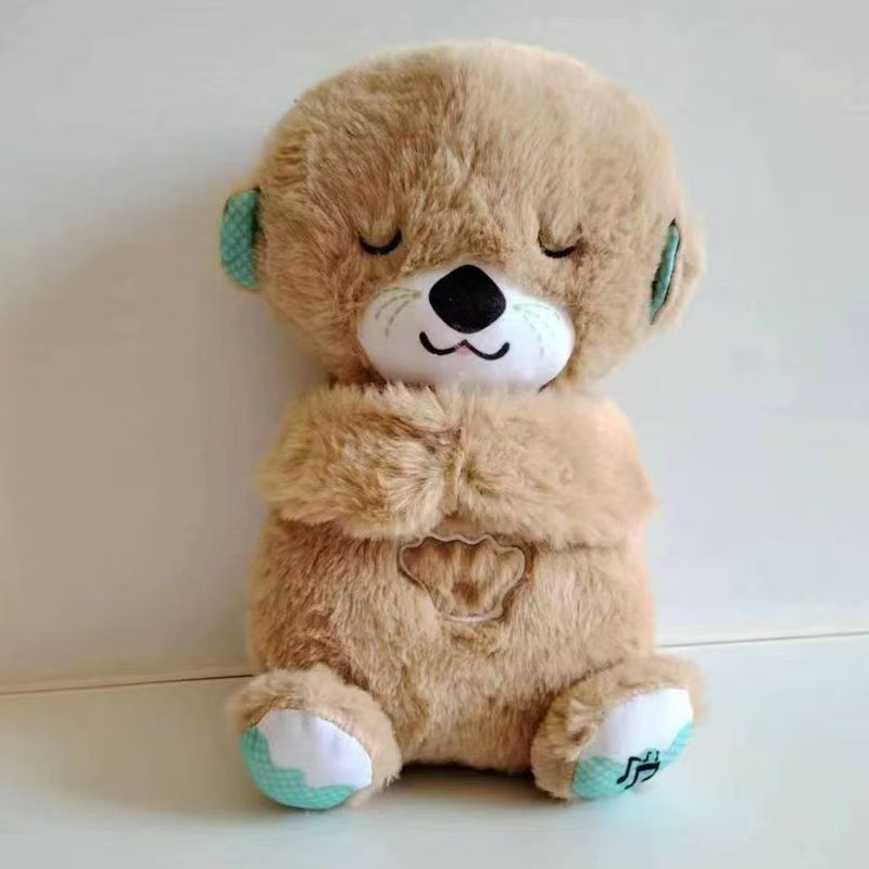 眠りを誘う呼吸するクマの仲間 カワウソクマぬいぐるみおもちゃ 赤ちゃん子供用なだめる音楽人形 クロスボーダー