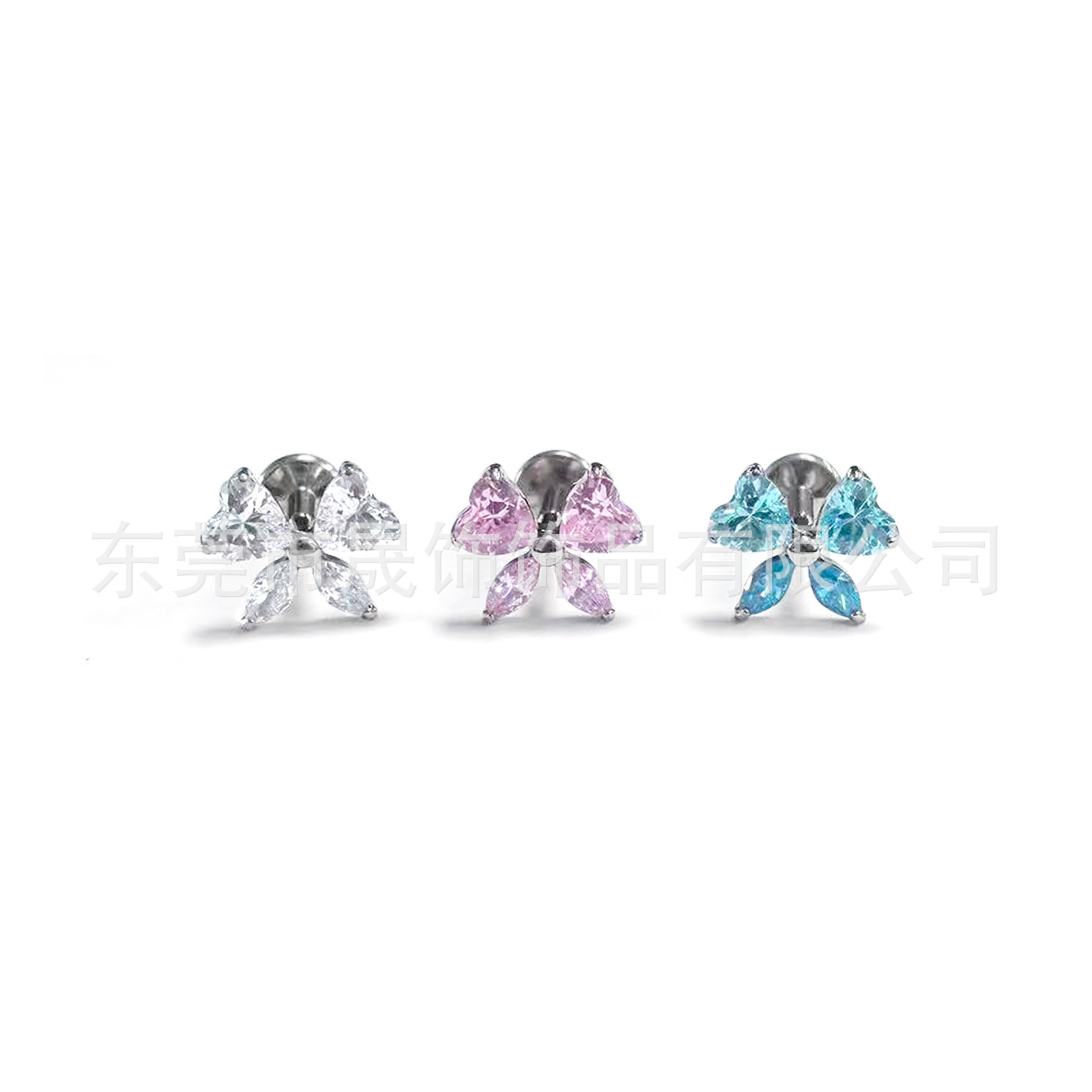F136 Titanium Alloy Butterfly 结 Ear Stud Studded Heart 马眼 Cubic Zirconia Helix Cartilage Stud G23 Titanium Internal Thread Piercing Jewelry