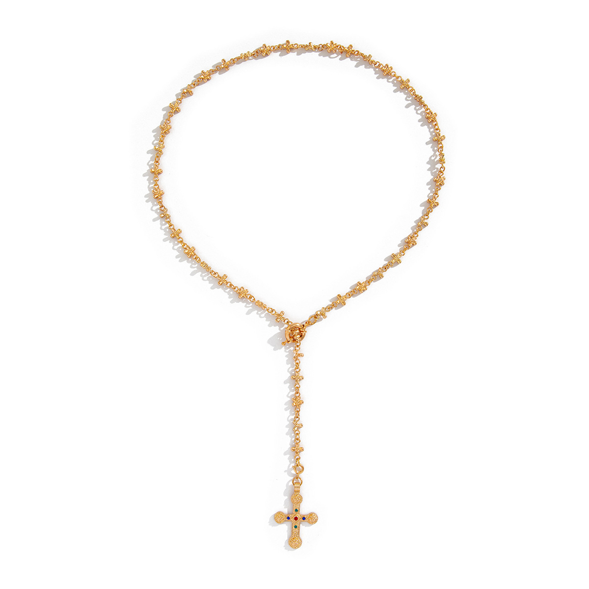 28g Weight Alloy Pendant Material Y-Necklace Classification Alloy Chain Material Tennis Chain Chain Type 1 Piece Quantity Holiday, Travel, Daily Occasion Alloy Material Cross Pattern All Seasons Season Women's Gender Plating Design Elegant Style Elegant Cross Alloy Tennis Chain Y-necklaces Wholesale 6