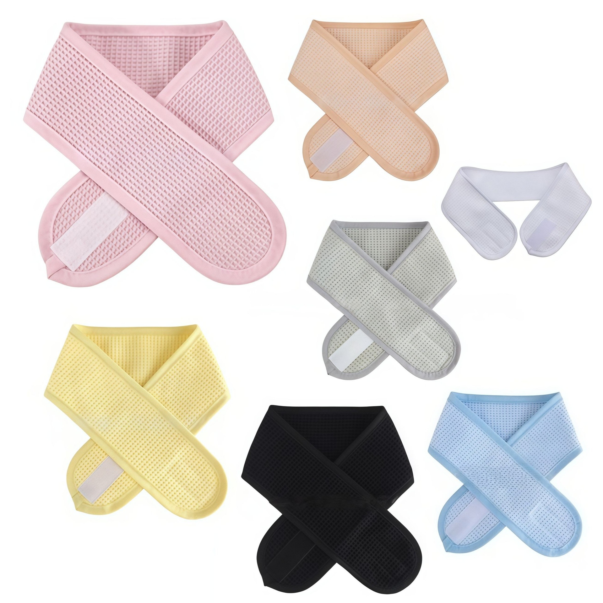 Factory direct sale double-layer all-cotton waffle mesh Velcro sports headband, European and American tennis hairband, sweat-absorbing