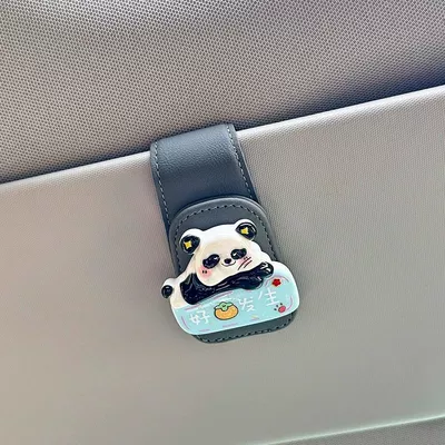 Cute Panda Car Glasses: Car Glasses Clip/Bill Clip - good-things-happen-gray-glasses-clip