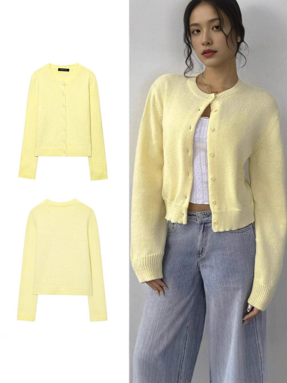 summer cream yellow knitted sweater
