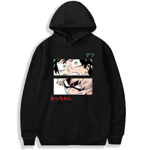 2025 Western and Eastern Hero Academy Anime Print Hooded Sweatshirt for Women - Oversized Crew Neck