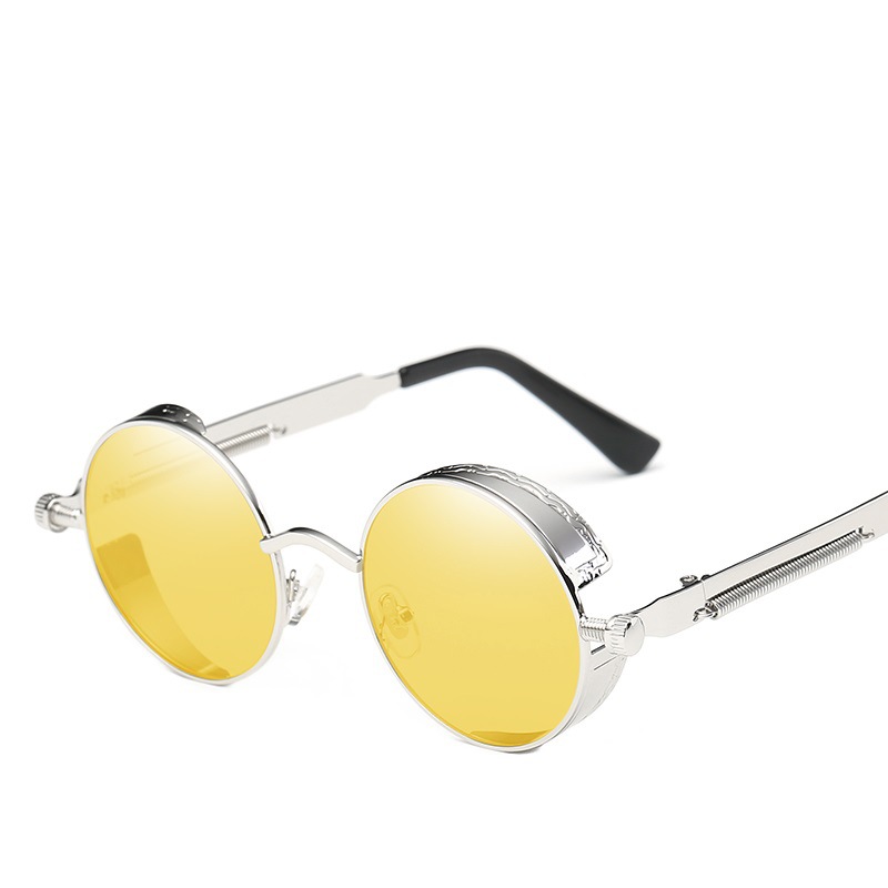 Clásico Steampunk gafas de sol europeo y americano ronda reflectante gafas de sol hombres y mujeres retro moda gafas de sol 0914