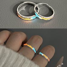 夜光彩虹情侣对戒戒指简约小众高级感百搭纪念日礼物送女友