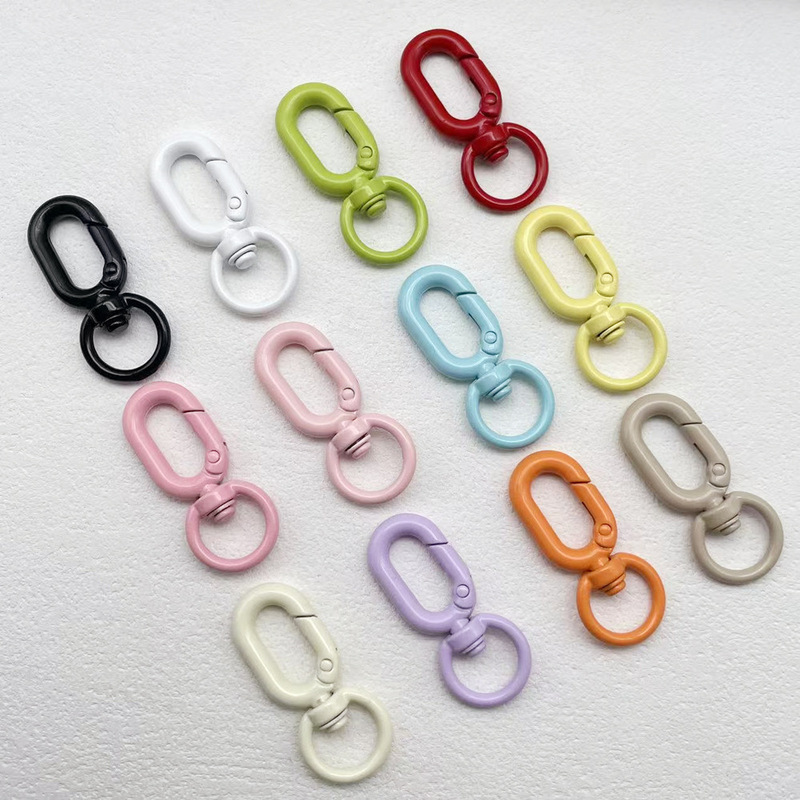 In-Stock Colored Painted Zinc Alloy U-Shaped Door Clasp, Figure-Eight Keychain, DIY Jewelry Accessories, Spring Clasp Pendant Wholesale