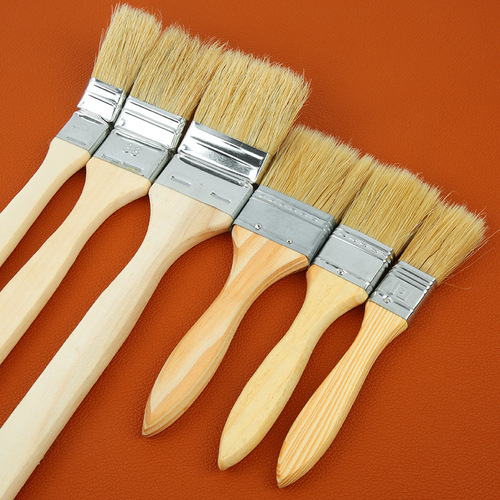 Wood handle paint brush, hard boar hair mixed with silk hair sweep baking barbecue brush, medium-grade celadon thick bristle hair brush