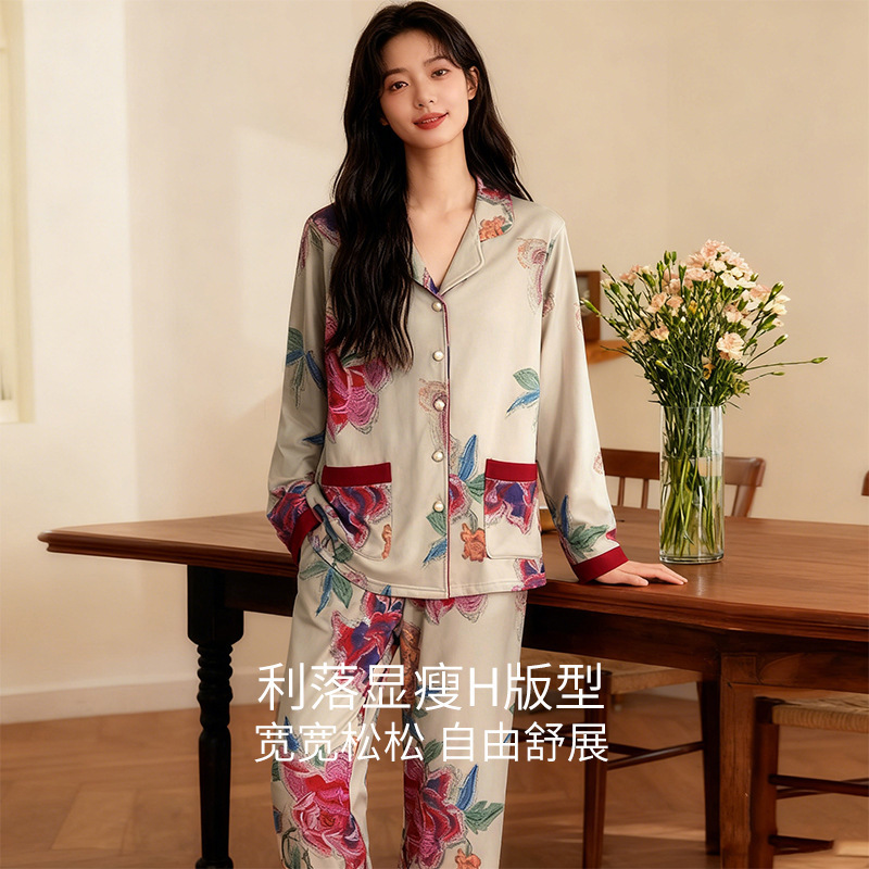 Warm Ginger Silk Wool Pajamas for Women Winter New Chinese Style Full Print Casual Home Wear Set Can Be Worn Outside Warm Ginger Silk Wool Pajamas for Women Winter New Chinese Style Full Print Casual Home Wear Set Can Be Worn Outside