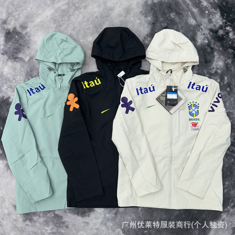 Five-Star Brazilian Team Neymar's Same Style Windproof and Waterproof Jacket for Men and Women, Thin Fleece-Lined Winter Jacket