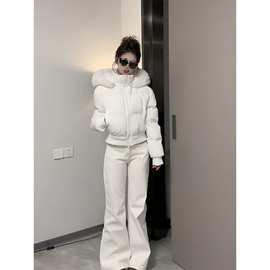 秋冬新款千金感美式复古连帽毛领棉服短外套女加厚显瘦面包服棉衣