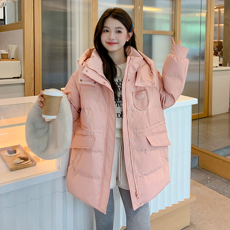 Big Season 2025 New Style Plus Size 100kg Korean Version Extra Large down Jacket for Women with Hood, Mid-Length Style 9923