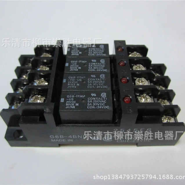 Модульное реле G6B-1114P-FD-US DC24V с черным основанием G6B-4BND
