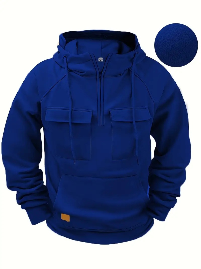 2024 nueva primavera y otoño transfronterizos de hombre camiseta con capuzas con cremallera multibolsillo jersey deportivo casual y camiseta de veludo