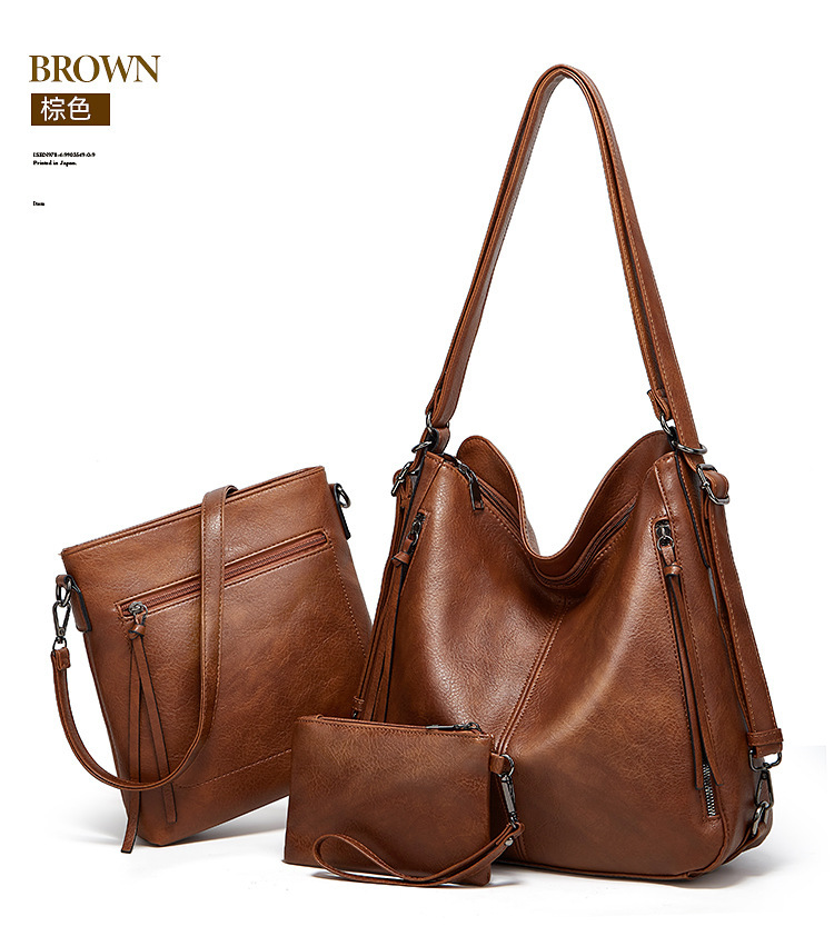 Juego de tres piezas de color marrón