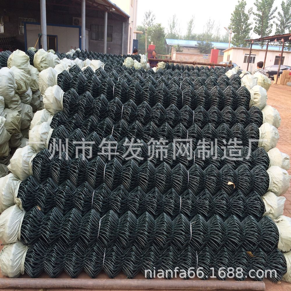 厂家现货供应墨绿色包胶勾花网热镀锌出口质量勾花【球场围栏网】
