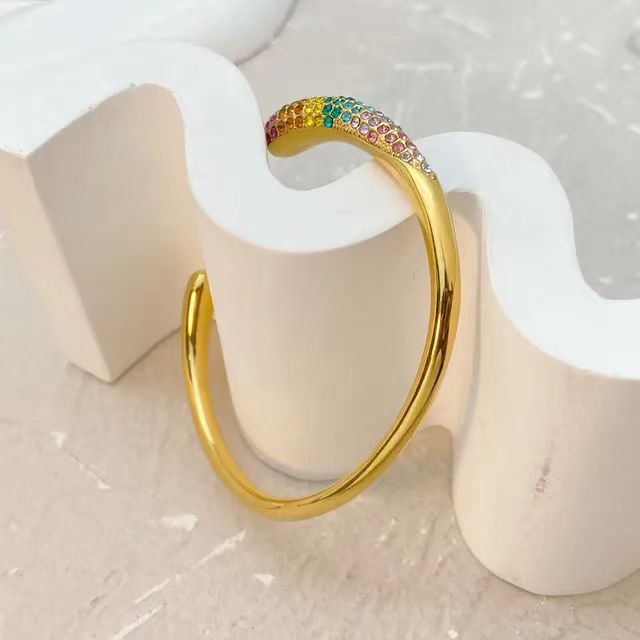 Daily Occasion 304 Stainless Steel Material Geometric Pattern Women's Gender PVD Coated 18K Gold Plated Real Gold Plated Geometric 304 Stainless Steel Retro Waterproof Non Tarnish 304 Stainless Steel Cuff Bracelets