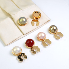 button cover 高亮珍珠镀彩圆形衬衣袖扣纽扣盖领扣钻饰扣纽扣套