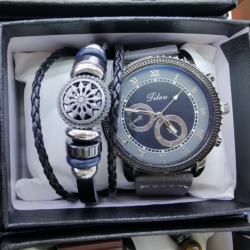 Set di braccialetti alla moda di vendita caldo, confezione regalo di accessori per orologi in stile hip-hop punk, 2 set, orologi da uomo_voghion.com