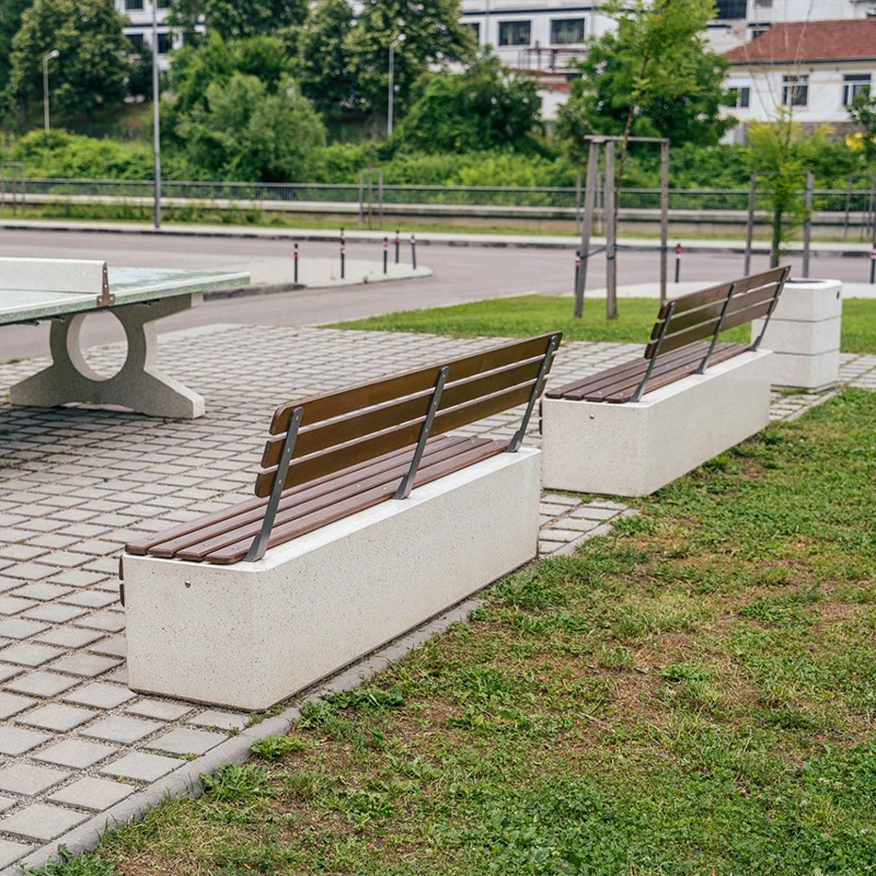 Бетонная скамейка для парка GRC, уличная скамейка с спинкой, уличная антикоррозийная скамейка из цельного дерева, скамейка для отдыха на баскетбольной площадке