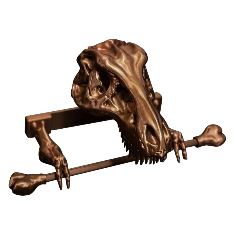 Soporte de tejido de dinosaurio cráneo titular de papel higiénico rollo tejido titular pared rack baño almacenamiento resina inodoro rack