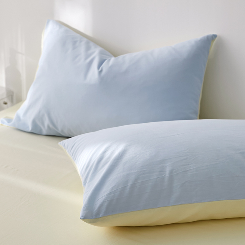 INS Liangpin Funda de almohada de algodón lavado Funda de almohada de algodón de color sólido de algodón puro Dos simple 48*74cm Par individual